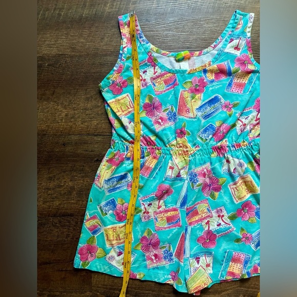 TROPICAL ESCAPE vintage romper Hawaiian tropical hotel hibiscus romper sz M EUC - Picture 11 of 13